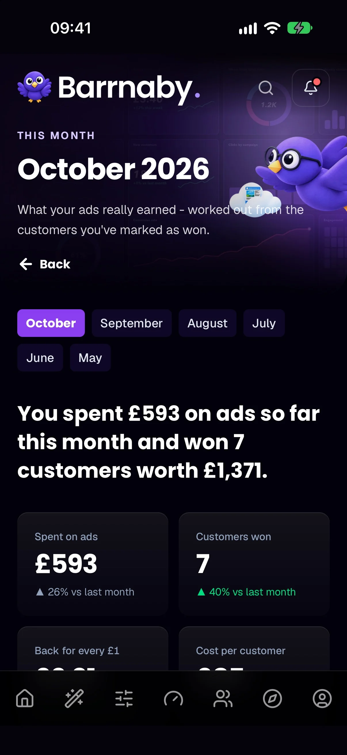 The Barrnaby results screen on a phone